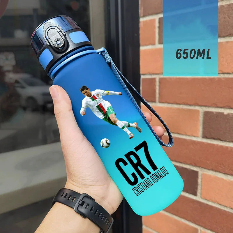 650ml Football Star Straw Water Cup Ronaldo Portable Outdoor Large Capacity Sports Flip Cover Drinking Bottle Fans Gifts