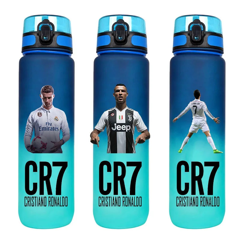 650ml Football Star Straw Water Cup Ronaldo Portable Outdoor Large Capacity Sports Flip Cover Drinking Bottle Fans Gifts