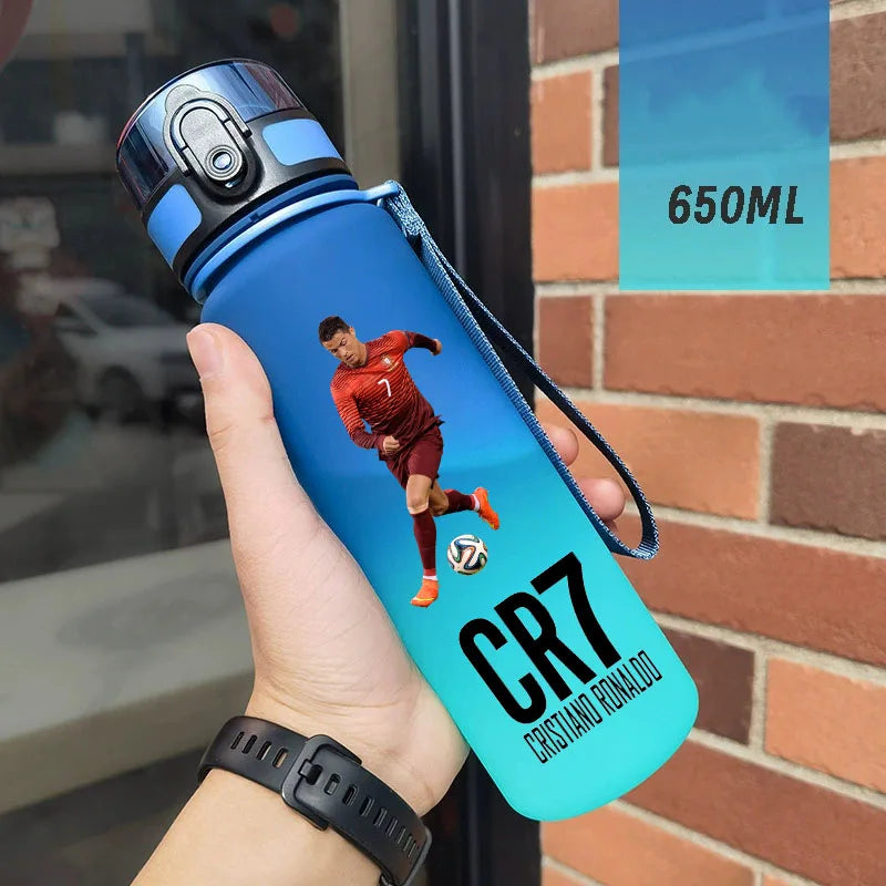 650ml Football Star Straw Water Cup Ronaldo Portable Outdoor Large Capacity Sports Flip Cover Drinking Bottle Fans Gifts