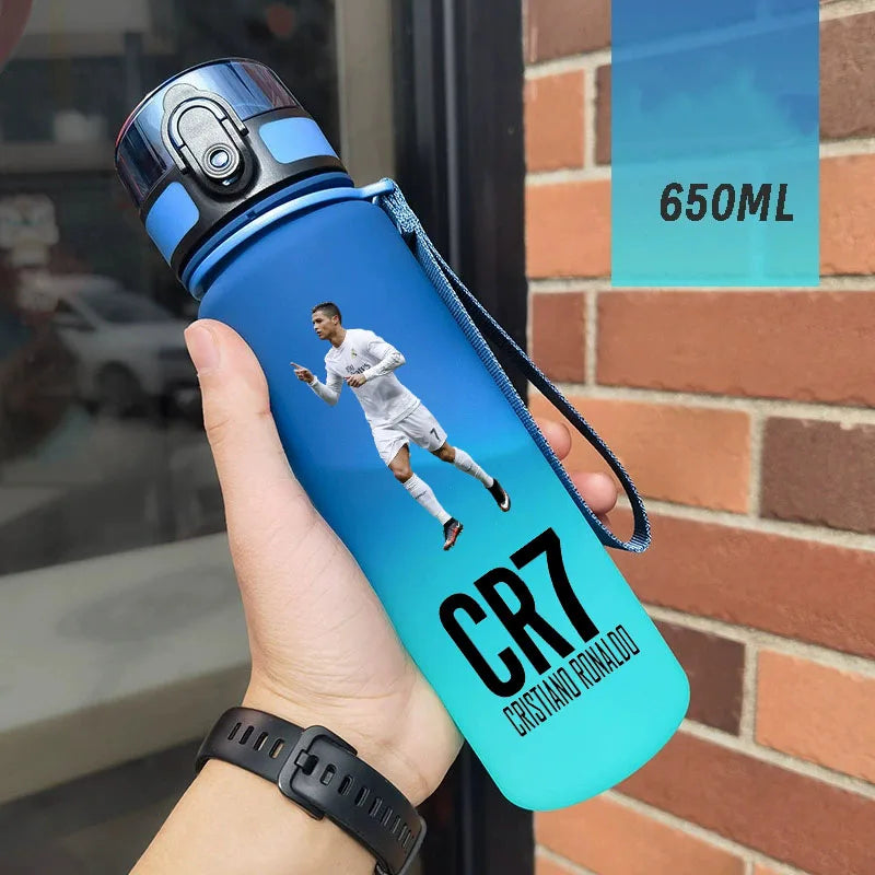 650ml Football Star Straw Water Cup Ronaldo Portable Outdoor Large Capacity Sports Flip Cover Drinking Bottle Fans Gifts