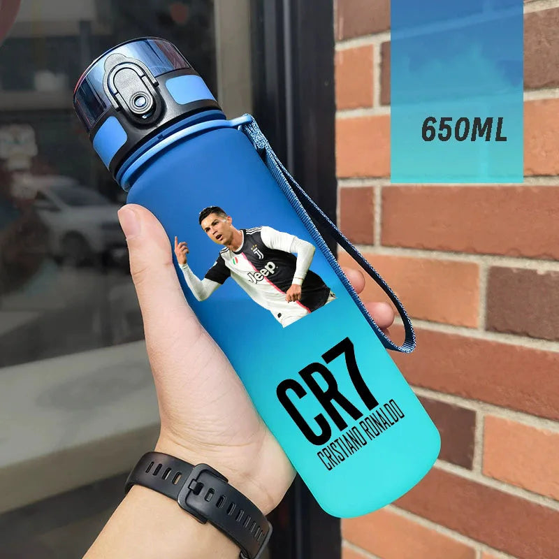 650ml Football Star Straw Water Cup Ronaldo Portable Outdoor Large Capacity Sports Flip Cover Drinking Bottle Fans Gifts