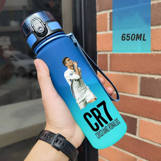 650ml Football Star Straw Water Cup Ronaldo Portable Outdoor Large Capacity Sports Flip Cover Drinking Bottle Fans Gifts