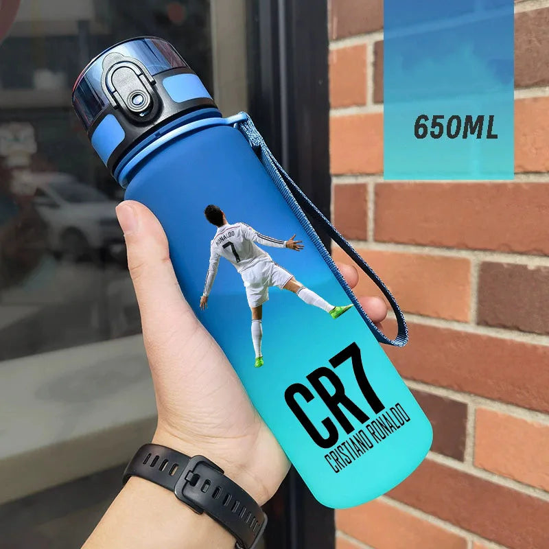 650ml Football Star Straw Water Cup Ronaldo Portable Outdoor Large Capacity Sports Flip Cover Drinking Bottle Fans Gifts