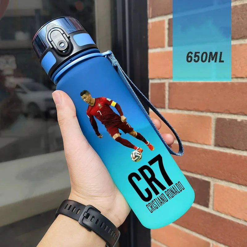650ml Football Star Straw Water Cup Ronaldo Portable Outdoor Large Capacity Sports Flip Cover Drinking Bottle Fans Gifts