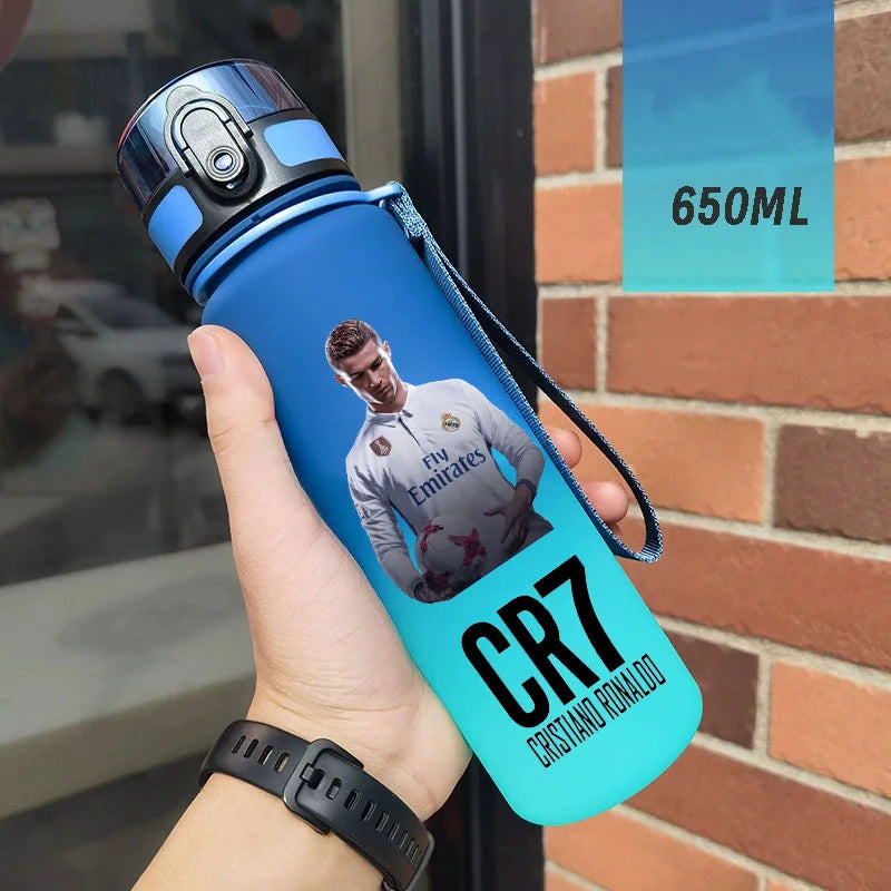 650ml Football Star Straw Water Cup Ronaldo Portable Outdoor Large Capacity Sports Flip Cover Drinking Bottle Fans Gifts