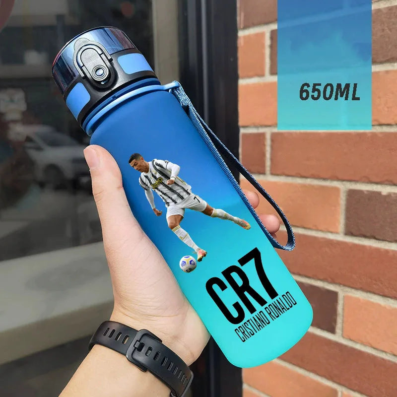 650ml Football Star Straw Water Cup Ronaldo Portable Outdoor Large Capacity Sports Flip Cover Drinking Bottle Fans Gifts