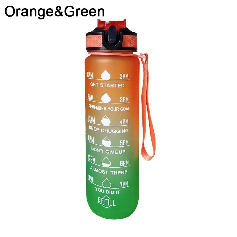 1000ML Water Bottle With Time Marker Plastic Motivational Water Bottle Drinking Bottle for Gym Sports Outdoor Travel Work 1PC