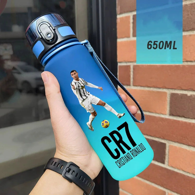 650ml Football Star Straw Water Cup Ronaldo Portable Outdoor Large Capacity Sports Flip Cover Drinking Bottle Fans Gifts