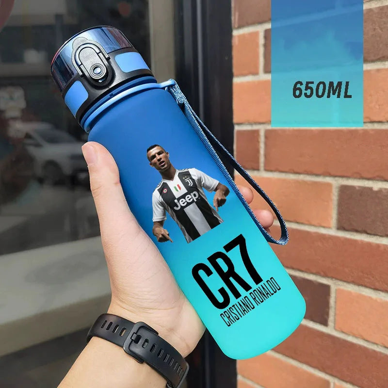 650ml Football Star Straw Water Cup Ronaldo Portable Outdoor Large Capacity Sports Flip Cover Drinking Bottle Fans Gifts