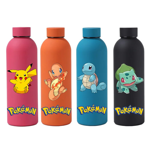 Pokemon 500ML Pikachu Portable Kids Thermos Mug with Straw Stainless Steel Cartoon Vacuum Flasks Cute Thermal Water Bottle