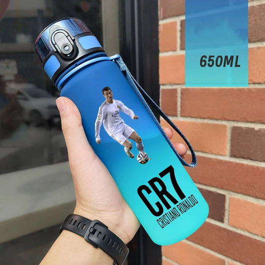 650ml Football Star Straw Water Cup Ronaldo Portable Outdoor Large Capacity Sports Flip Cover Drinking Bottle Fans Gifts